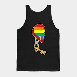 Matching Half Heart Gay Pride Lgbt Q Flag Couple Lock Love Tank Top